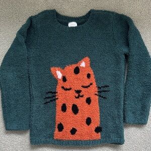 Hanna Andersson Marshmallow Sweater with Orange Cat Design